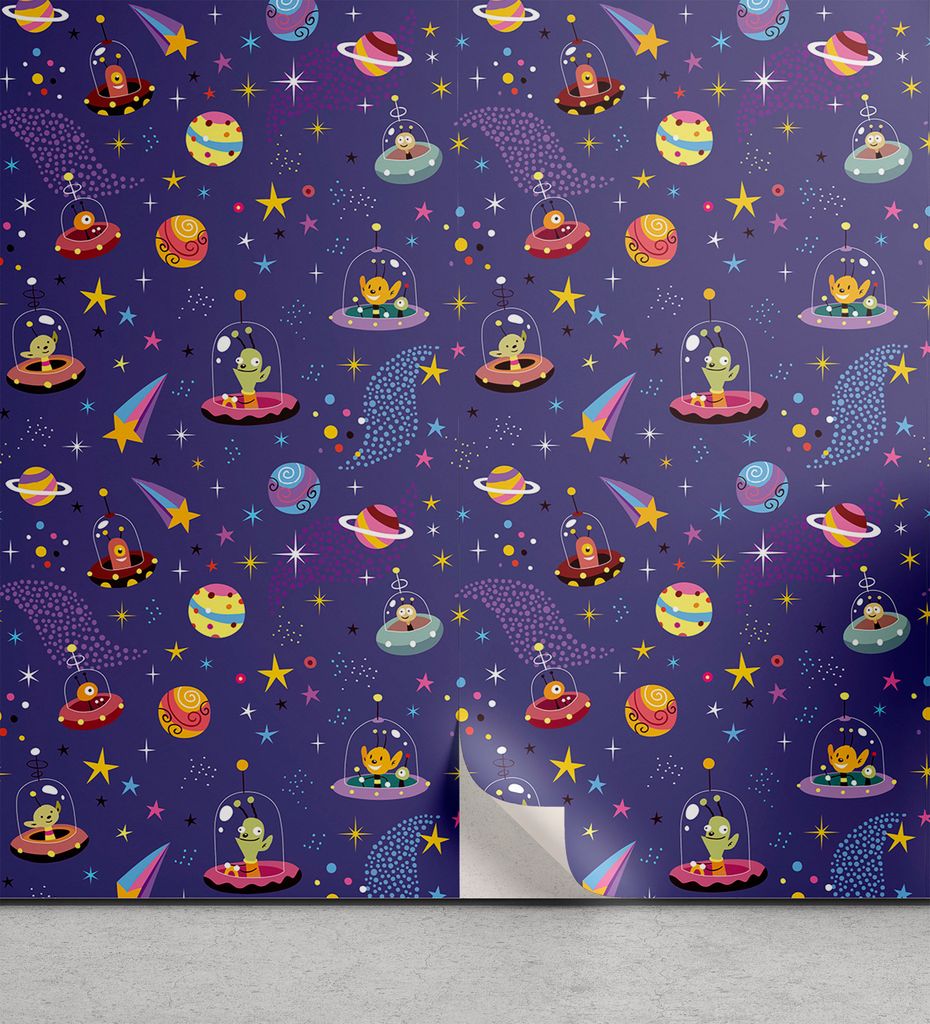 ABAKUHAUS Außerirdischer abziehbare & klebbare Tapete für Zuhause, Raum Charaktere Galaxy, selbstklebendes Wohnzimmer Küchenakzent, 33 cm x 250 ...