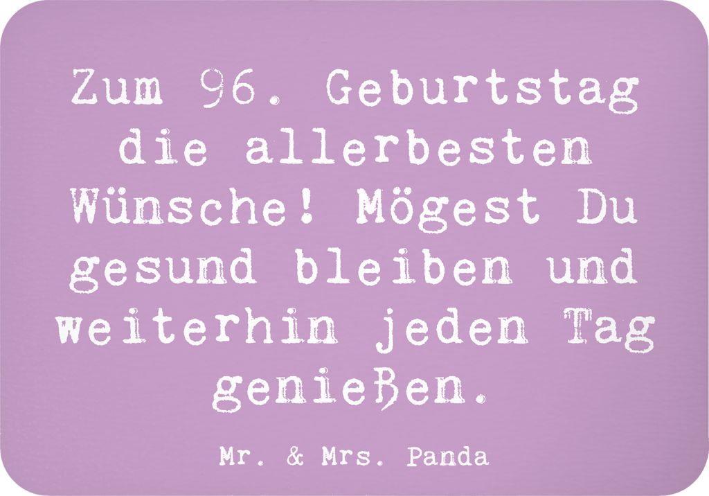 Mr. & Mrs. Panda magnet Spruch 96. Geburtstag - Lavendeltraum - Geschenk, whiteboardmagnet, persönliche Geschenke, Geburtstagsgeschenk, Milestone,...