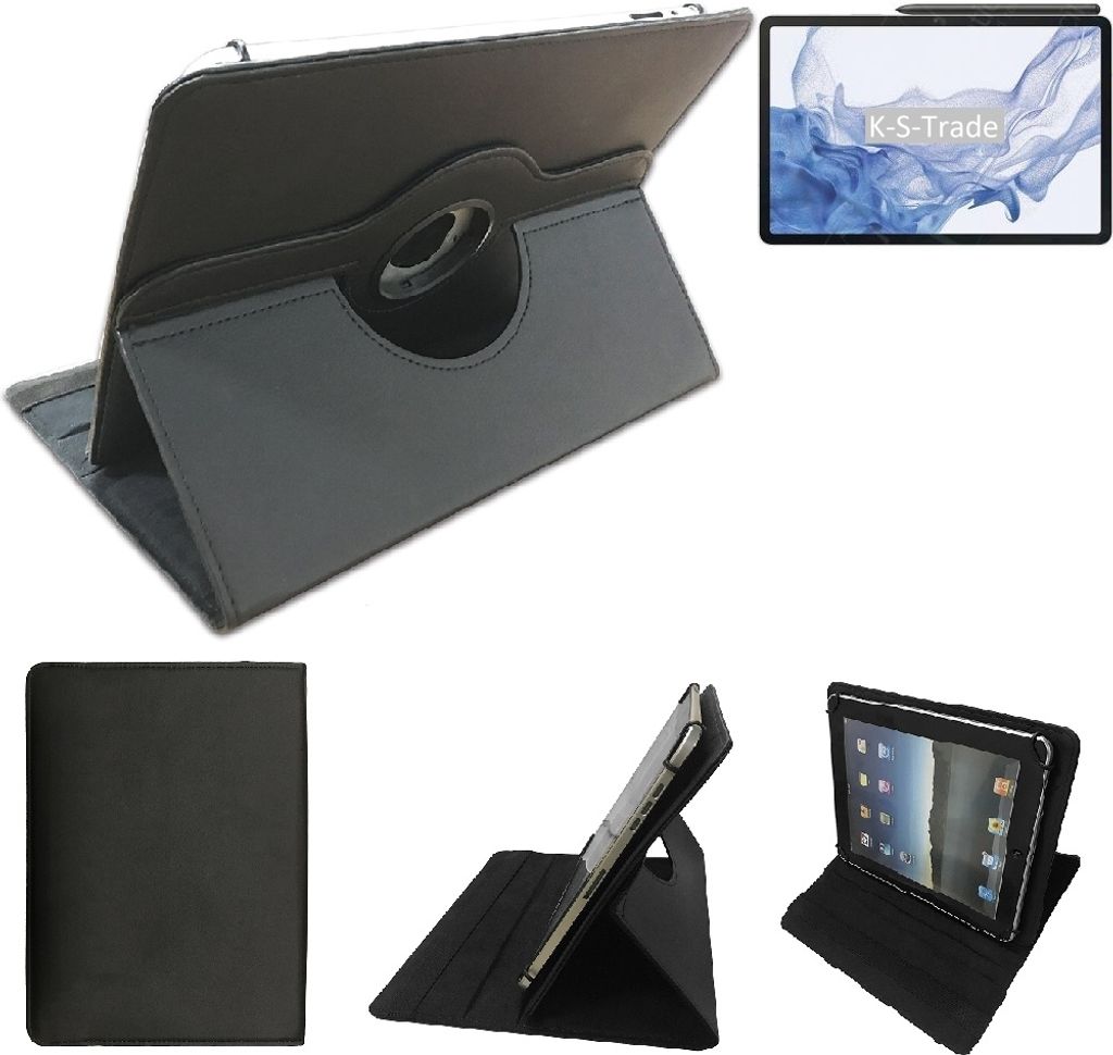 High quality kompatibel mit Samsung Galaxy Tab S8 5G Schutz Hülle 360° Tablet Case Schutzhülle Flip Cover schwarz. Tablet Hülle drehbar