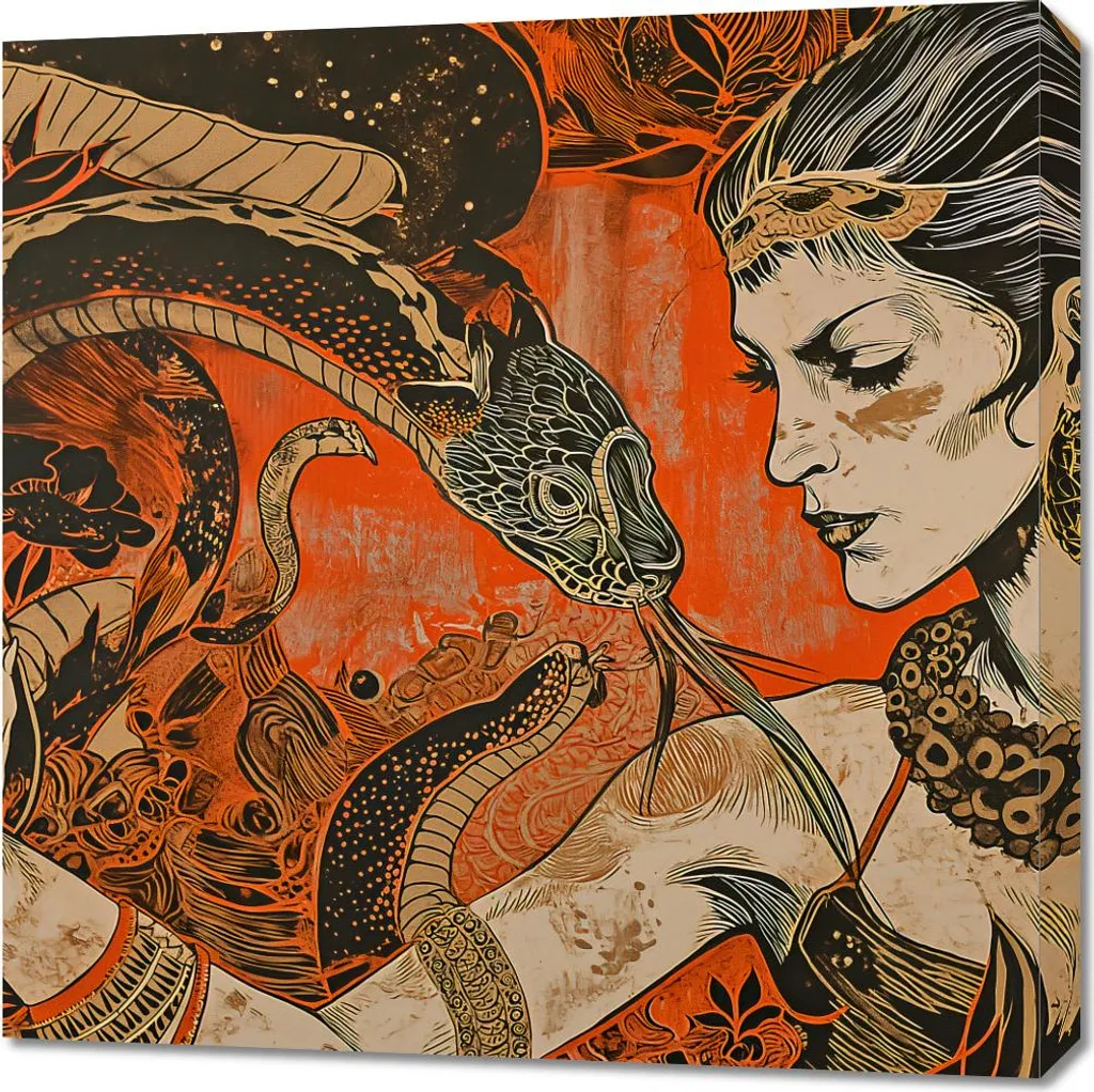 Esclusivo Quadro 70x70 Conversazione con il Serpente | Design Fine Art