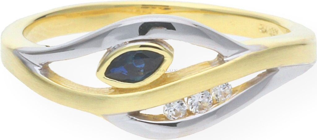 JuwelmaLux Ring 333er Gold und Weißgold mit Saphir und synthetischen Zirkonia JL20-07-0573
