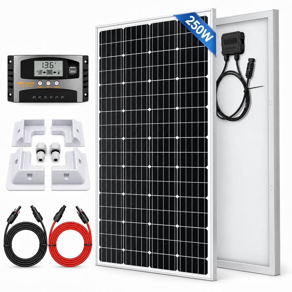 250W Wohnmobil Set Solarpanel Solarmodul w/ Montage PV Produktbild 
