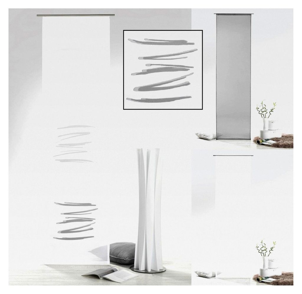 Flächenvorhang mit Farbverlauf in anthrazit grau inkl. Zubehör HxB 245x60 cm - Schiebegardine halbtransparent