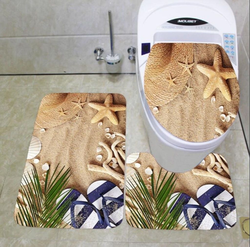 Mode Badgarnitur Badematten Set 3 teilig Badvorleger Badteppich WC Vorleger Badematte Duschvorleger