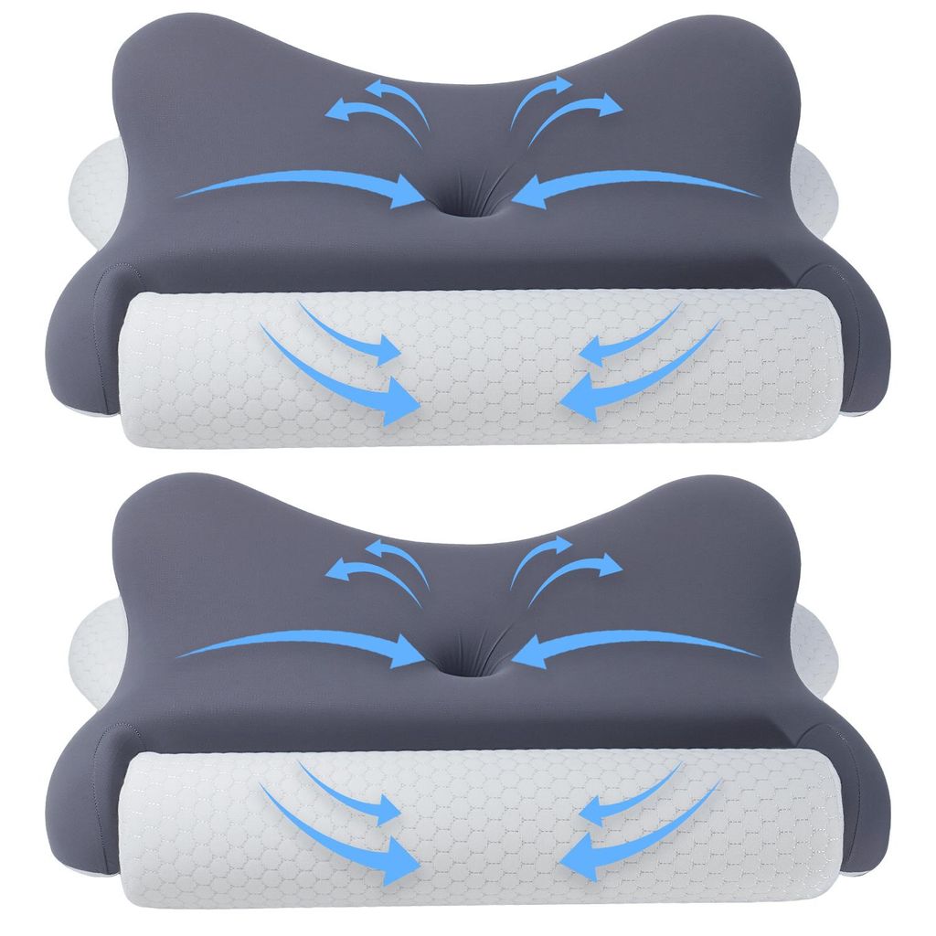 Kopfkissen, 2 in 1 Nackenstützkissen, Ergonomisches Schlafkissen Kissen vom und CertiPUR Getestet, für Seiten Rücken & Bauchschläfer