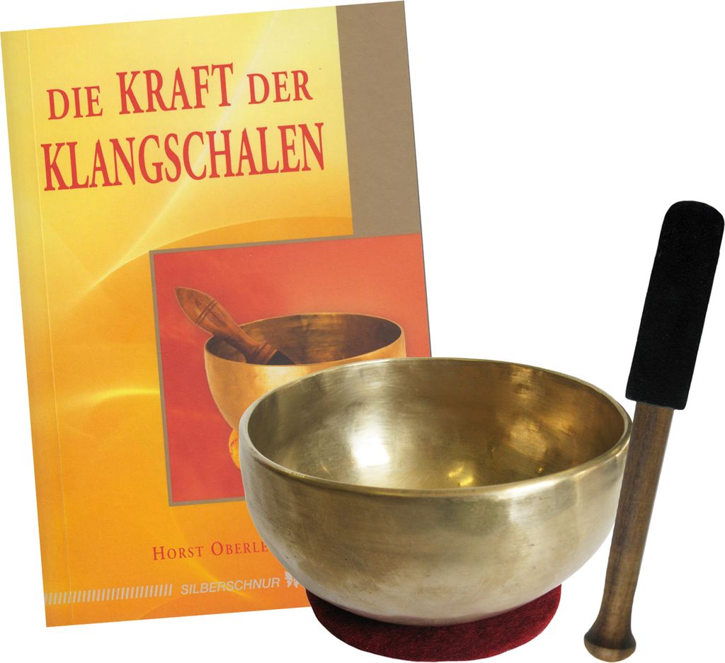 Therapie KLANGSCHALE 300-400g + BUCH. 4-tlg Klangmassage SET. UNIVERSALSCHALE Handarbeit NEPAL. 1 x Klöppel + ZUBEHÖR.