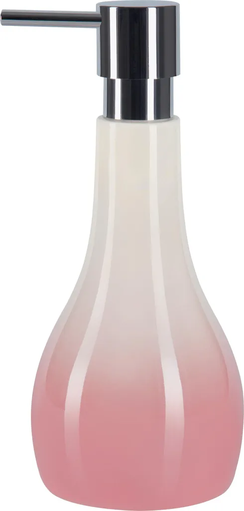 Dispenser Sapone Liquido Spirella Bali 400 ml Vetroceramica Bianco/Rosa