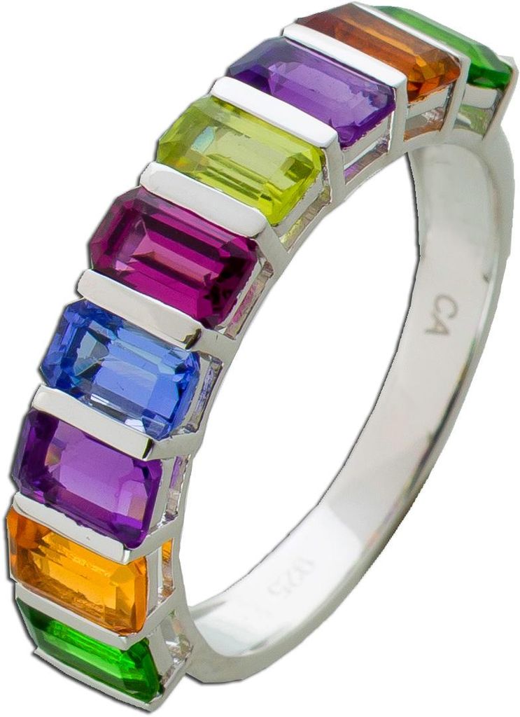 Citrin Ring Silber 925 nat. Amethyst Peridot Chromdiopsid Rhodolith Tansanit 18