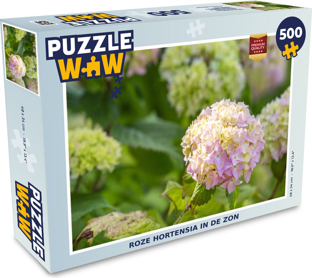 MuchoWow Puzzle 500 Teile Rosa Hortensie in der Sonne - 500 Teile - Kinder - Selberbauen - Puzzlespiele
