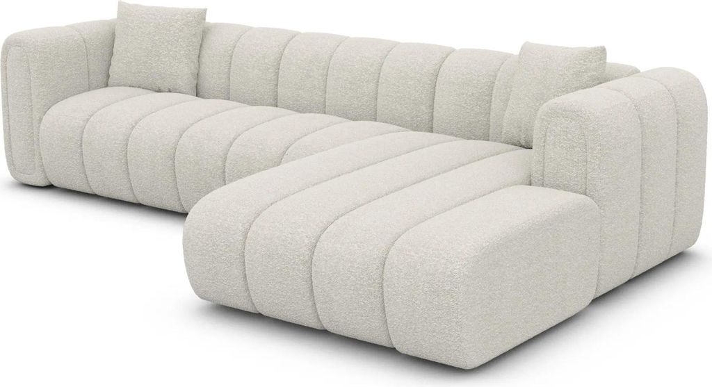 Bouclé L-Form Sofa Amoria Weiß Rechts