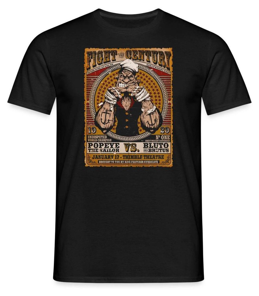 Spreadshirt Popeye Kampf Des Jahrhunderts Poster Gefärbt Männer T-Shirt, M, Schwarz