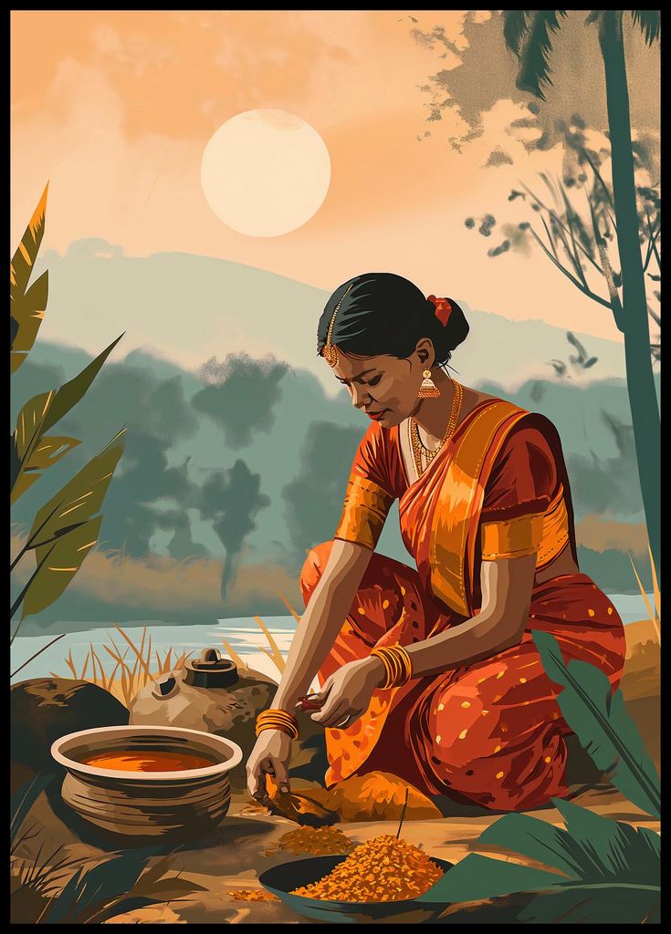 Plakat 64x90cm Alltag in Goldtönen