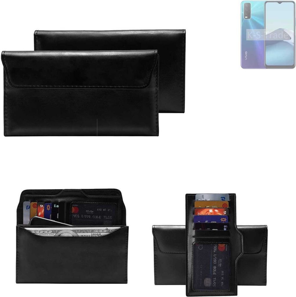 K-S-Trade Handy Hülle kompatibel mit Vivo Y20s Schutz Hülle Tasche Schutz Case Handytasche Kunstleder schwarz, 1x