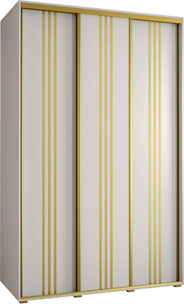 MEBLE KRYSPOL Davos 6 Schrank, drei Türen - 235,2x160x60 cm - Weiß Weiß Gold