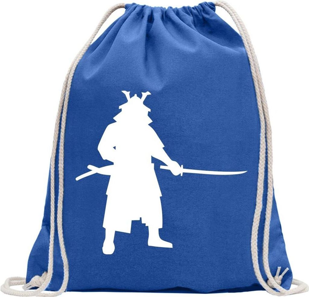 Kiwistar - Turnbeutel - royal - Samurai Bushi Kämpfer - Fun Rucksack Sport Beutel Gymsack Baumwolle mit Ziehgurt