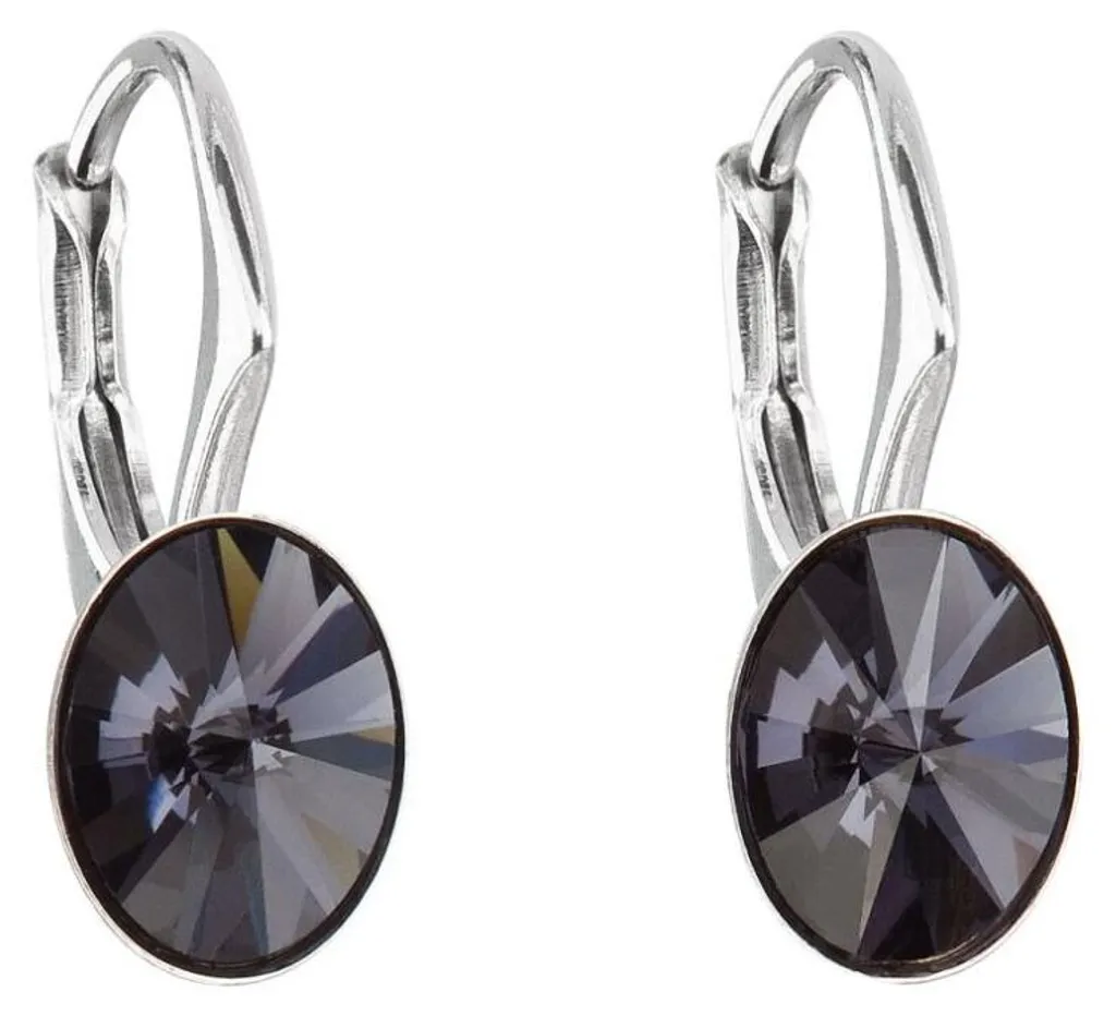 Boucles d'oreilles ovales Swarovski Graphite 31276.3 anti-allergie