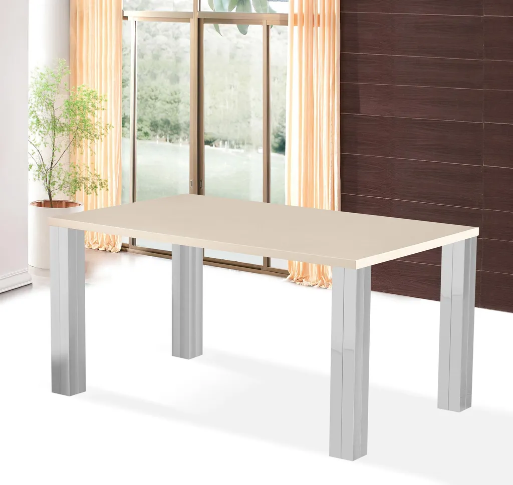 Table beige Casa Dolce DONATO avec structure chromée robuste charge 130 kg
