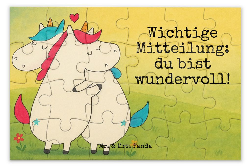Mr. & Mrs. Panda Puzzle Einhorn Mitteilung Design 24 Teile - Weiß - Geschenk, Liebe, Einhörner, 1000, Spruch, Puzzlespiel, Valentinstag, 500, 150...
