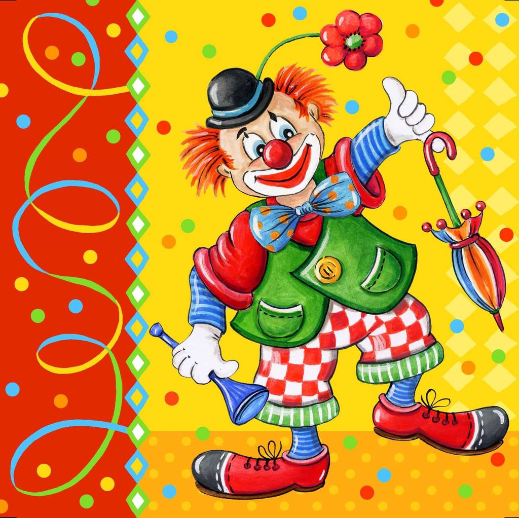 20 serviettes 33 x 33 cm, "Clown Image du produit 