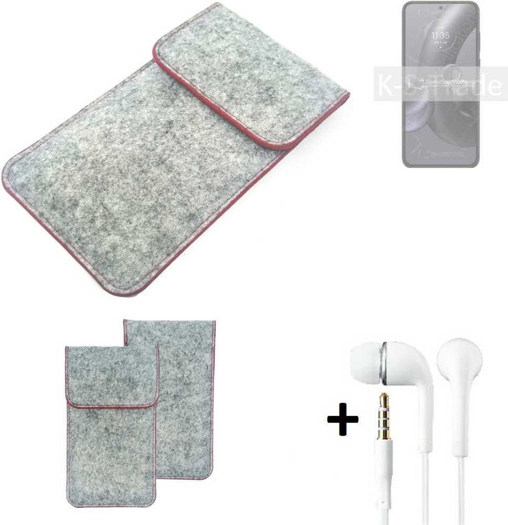 K-S-Trade Handy Schutz Hülle kompatibel mit Motorola Edge 30 Neo Schutzhülle Handyhülle Filztasche Pouch Tasche Case Sleeve Filzhülle hellgrau