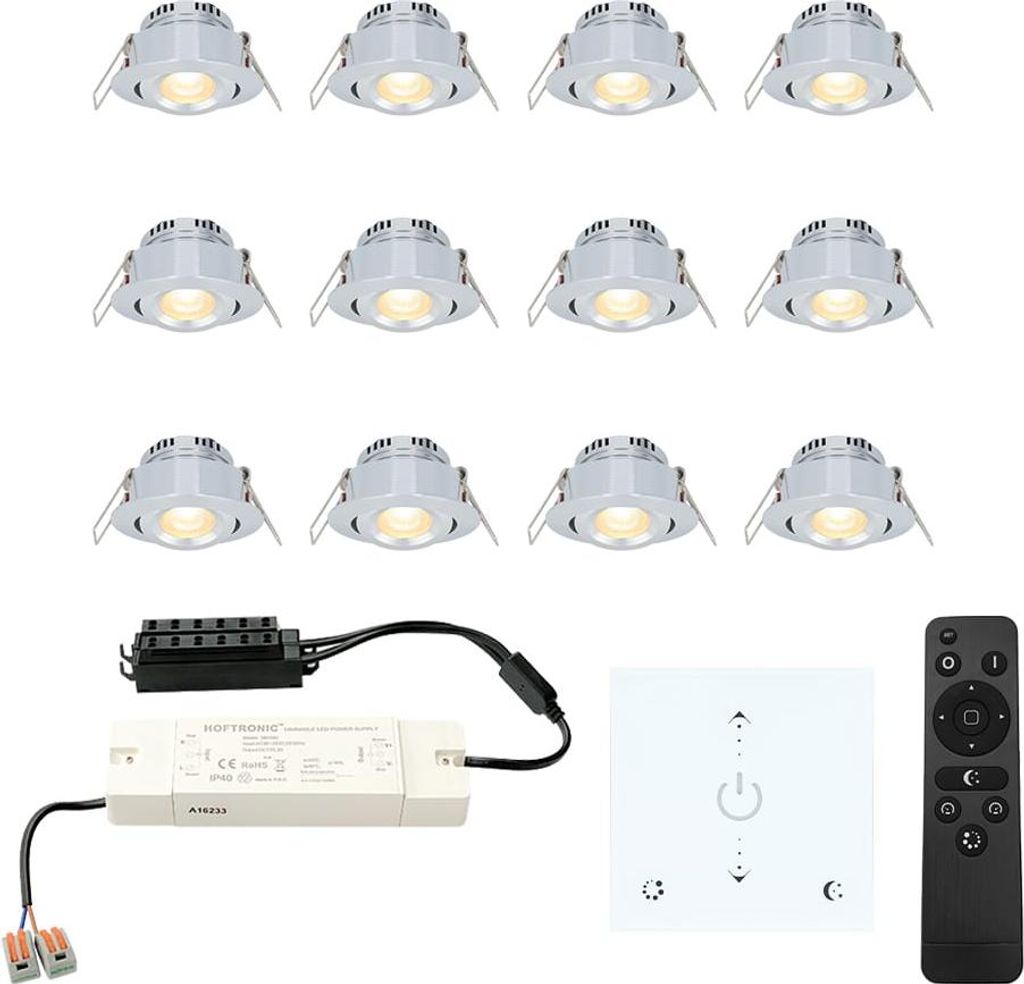hoftronic LED Einbaustrahler Granada Mini 3W 2700K IP44 Aluminium