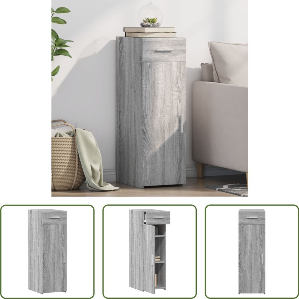 The Living Store Sideboard Grau Sonoma 30x42,5x93 cm Holzwerkstoff