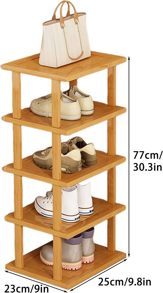 Simcat Schuhregal Faltbar – 5 Etagen, Beige, Platzsparend Für Schrank, Eingang & Garage