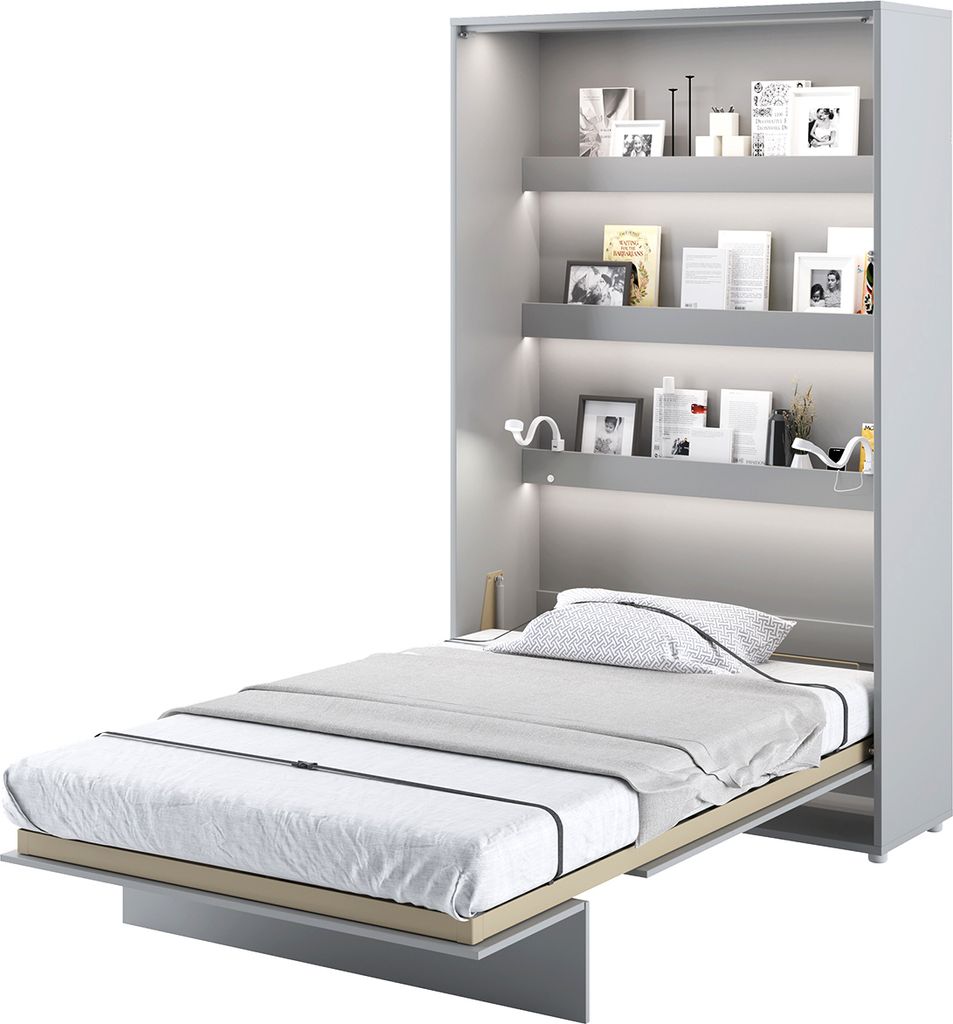 MEBLINI Schrankbett Bed Concept - Wandbett mit Lattenrost - Klappbett mit Schrank - Wandklappbett - Murphy Bed - Bettschrank - BC-02 - 120x200cm Ve...