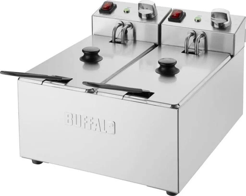 Friteuse double en inox Buffalo 2x3L - Puissance 2x2kW Haute Qualité
