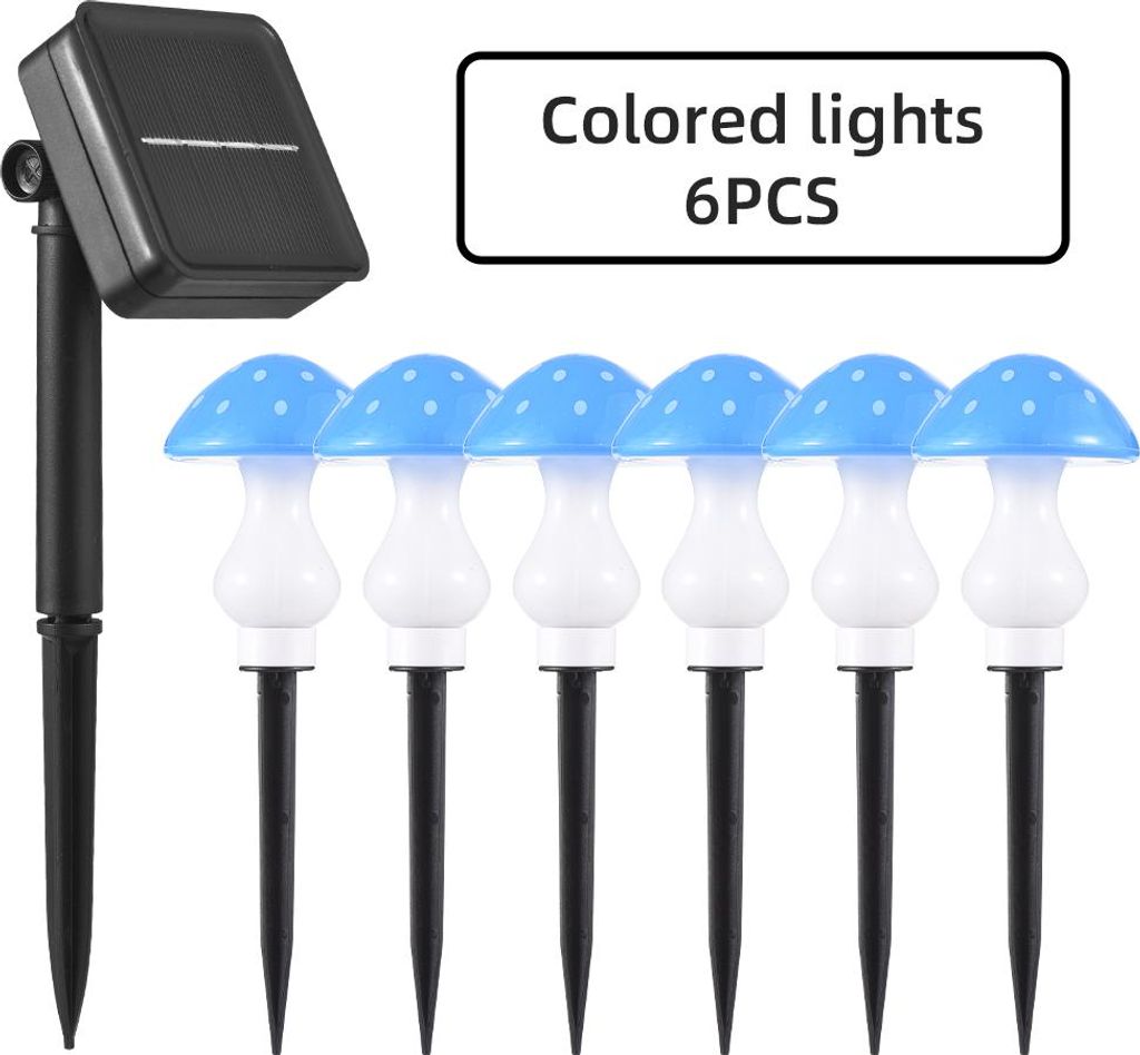 Solar-Lichterkette in Pilzform für draußen, 6er-Pack, 6 LED-Solar-Wegeleuchten für draußen, wasserdicht, für Zaun, Terrasse, Hof, dekorativ mi...