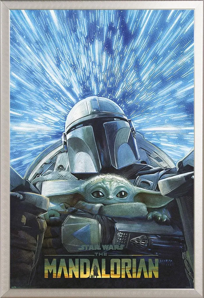 Arredo Casa Star Wars: Poster Mandalorian Hyperspace Cornice Argento - 1