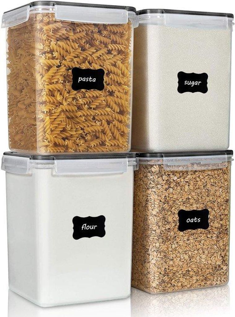 BPA-freie Luftdichtbehälter - 4 Stück - Ideal für Blumen und Zucker - 5,2 Liter - Küchenorganisation