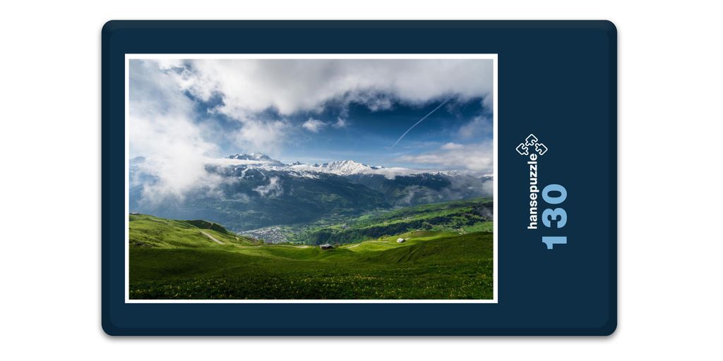 hansepuzzle 18024 - Alpen Puzzle, 130 Teile, Reisen, 28,7 x 20,0cm mit hochwertiger Aufbewahrung, Kartonbox und wiederverschließbarem Beutel