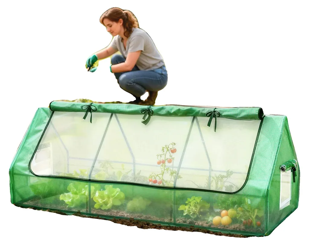Serre de jardin compacte traitée anti-UV vert forêt avec porte zippée