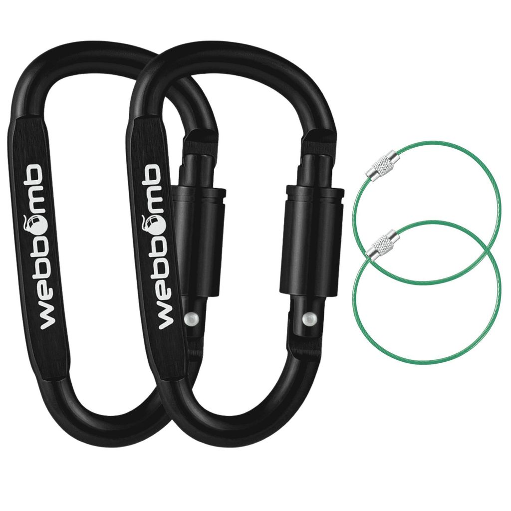WEBBOMB® 2x Karabiner Haken mit Schraubverschluss 80mm Produktbild 
