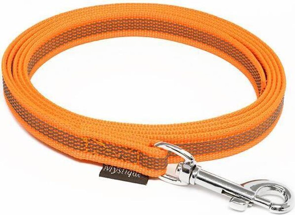 Mystique Gummierte Leine 12mm mit Handschlaufe Standard Karabiner neon orange 3m