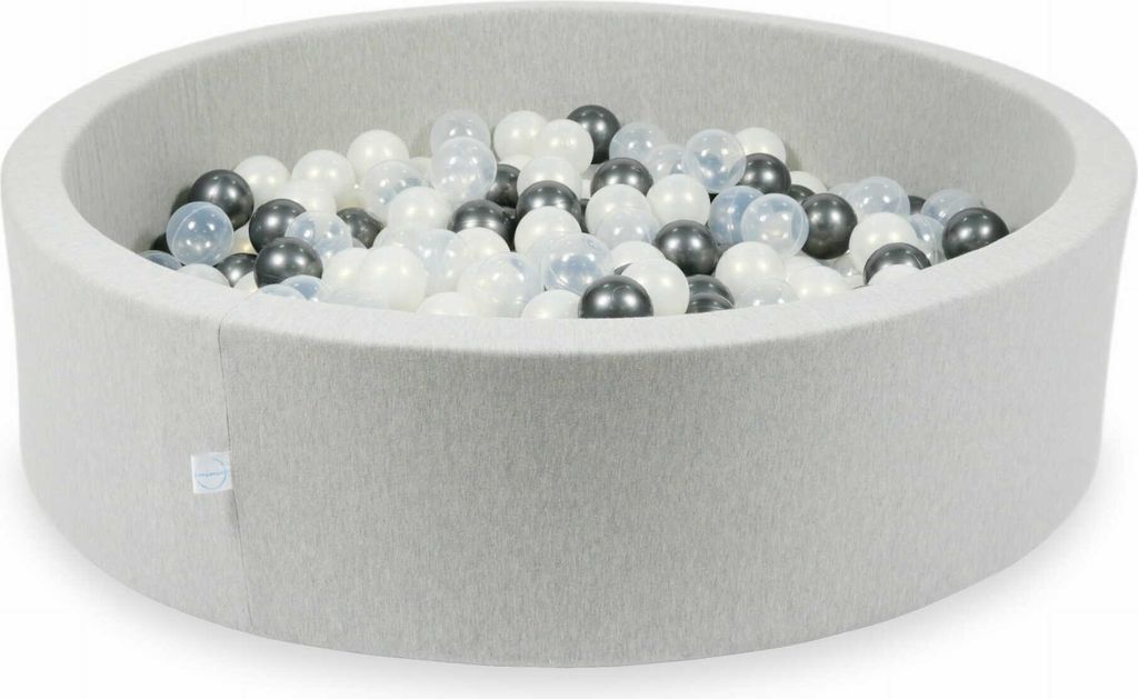 Bällebad 110x30cm hellgrau – Mit 400 Bällen / transparent, metallisches Graphit, Meerjungfraueneffekt