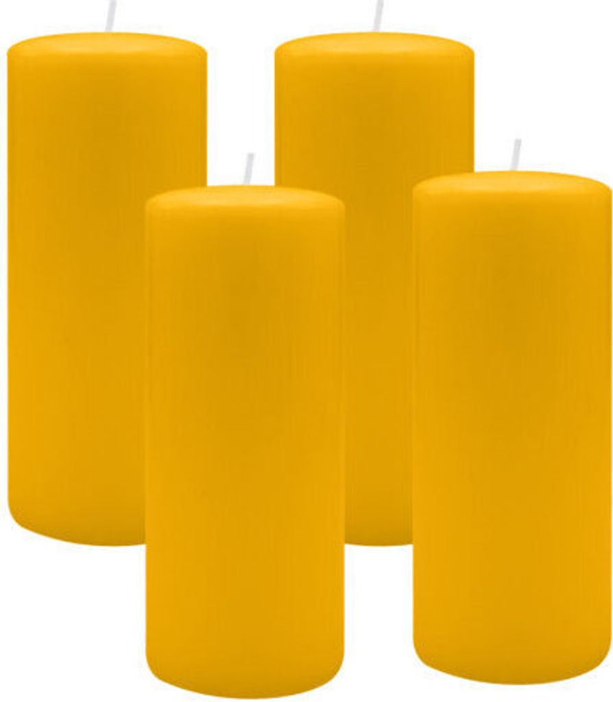 4er Set Adventskranzkerzen Goldgelb Ø 50 x 200 mm