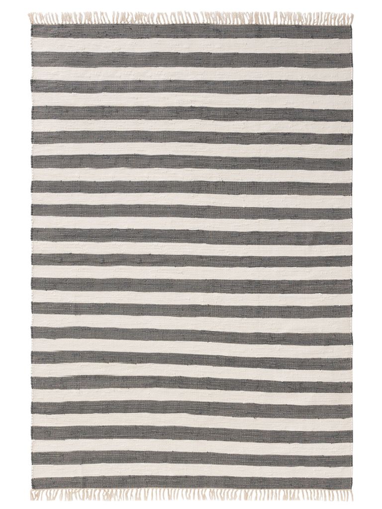 Teppich aus recyceltem Material Tom Grau/Weiß 80x150 cm Wohnzimmer Rechteckig Einfarbig Modern Kurzflor benuta Skandinavisch