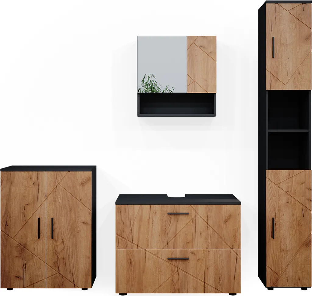 Ensemble mobilier de salle de bain complet 4 pièces Vicco Irma anthracite