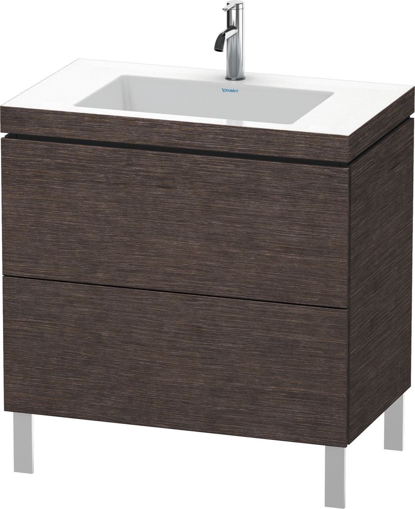 Waschtischunterbau L-CUBE m WT Vero Air 698x800x480mm 1 HL Ei du g 1 Hahnloch eiche dunkel gebürstet