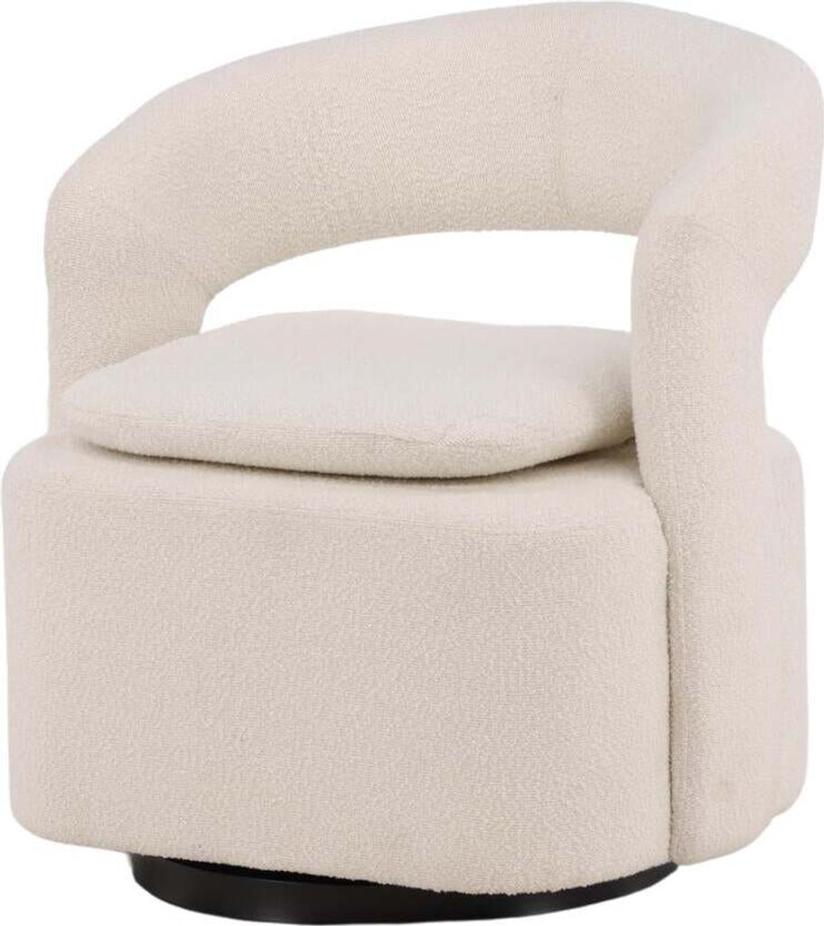 FURNLUX Sessel Lorbeer Beige Und Schwarz 69cm / Hauptfarbe: Beige / Abmessungen: 69 x 72 x 75 cm