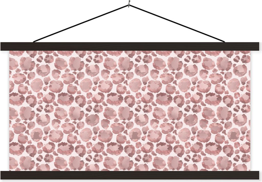 MuchoWow Textilposter Pantherdruck - Rosa - Schick 150x75 cm mit schwarzem Rahmen - Posterleiste