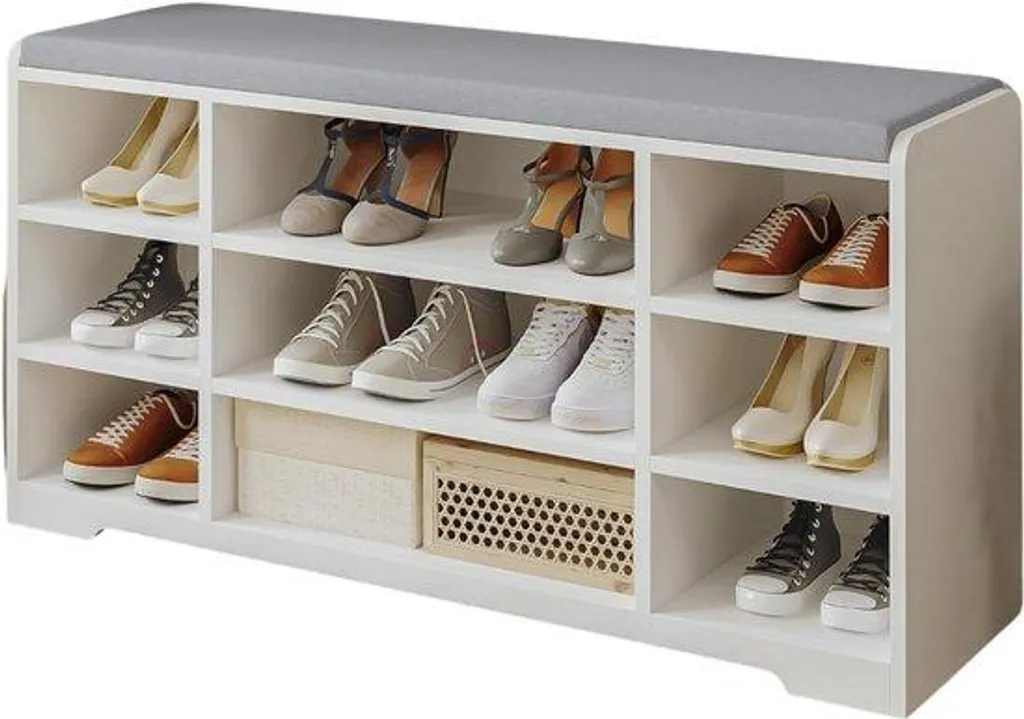 Meuble à chaussures moderne avec banc d'entrée gris anthracite de 80 cm