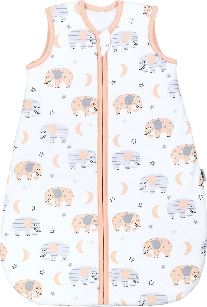 TupTam Schlafsack Baby – Wärmender Ganzjahresschlafsack 2.5 TOG, , Ärmellos, Farbe: Elefant/Mond, Größe: 80-86