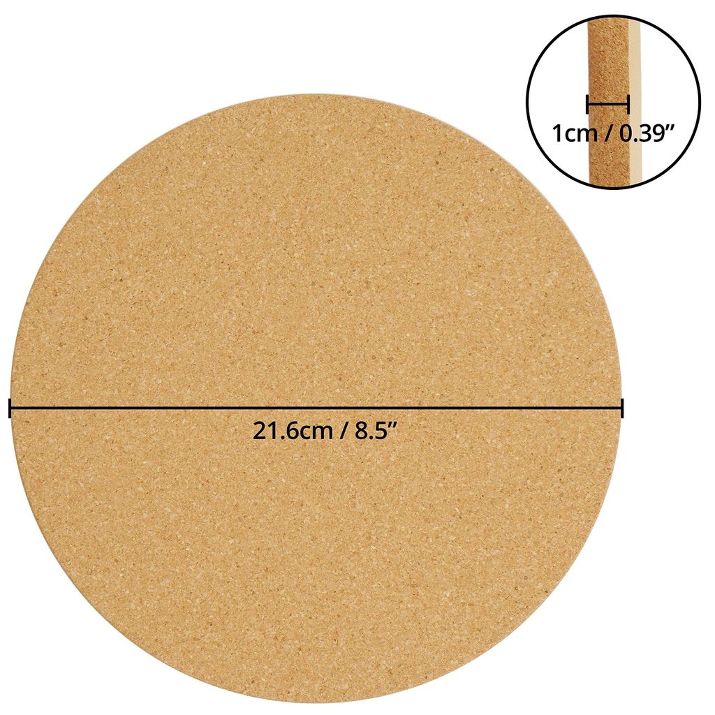 Belle Vous Kork Untersetzer 4er Set - 21,6cm Rund Hitzebeständig