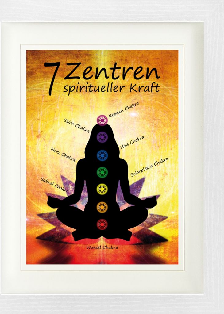 Spiritualität Gerahmtes Bild Mit Edlem Passepartout | Wand-Bilder | Im Bilderrahmen - Die Sieben Chakren (40 x 30 cm)