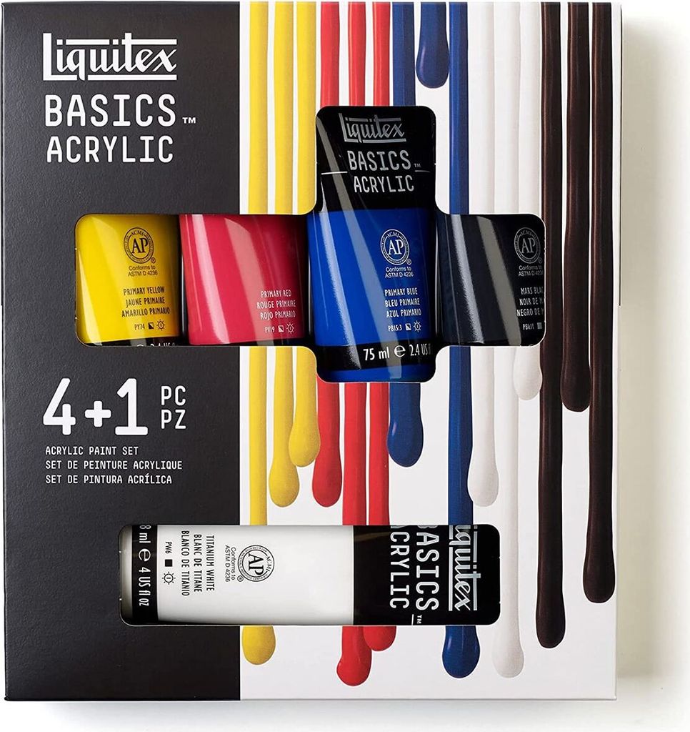 Liquitex Basics Acrylfarben-Set 4x 75ml + 1x 118ml Weiß
