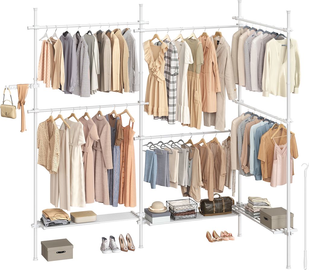 SONGMICS Kleiderständer deckenhoch, 3-stufige Garderobe, Produktbild 2