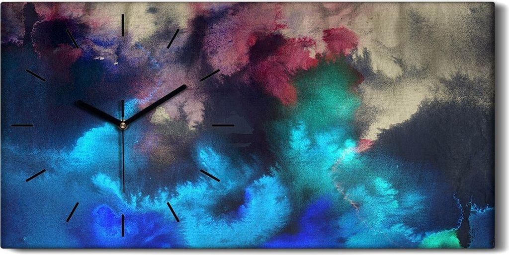 Küche Wohnzimmer Wand Leinwand Uhr 60x30 Malerei abstrakte Produktbild 
